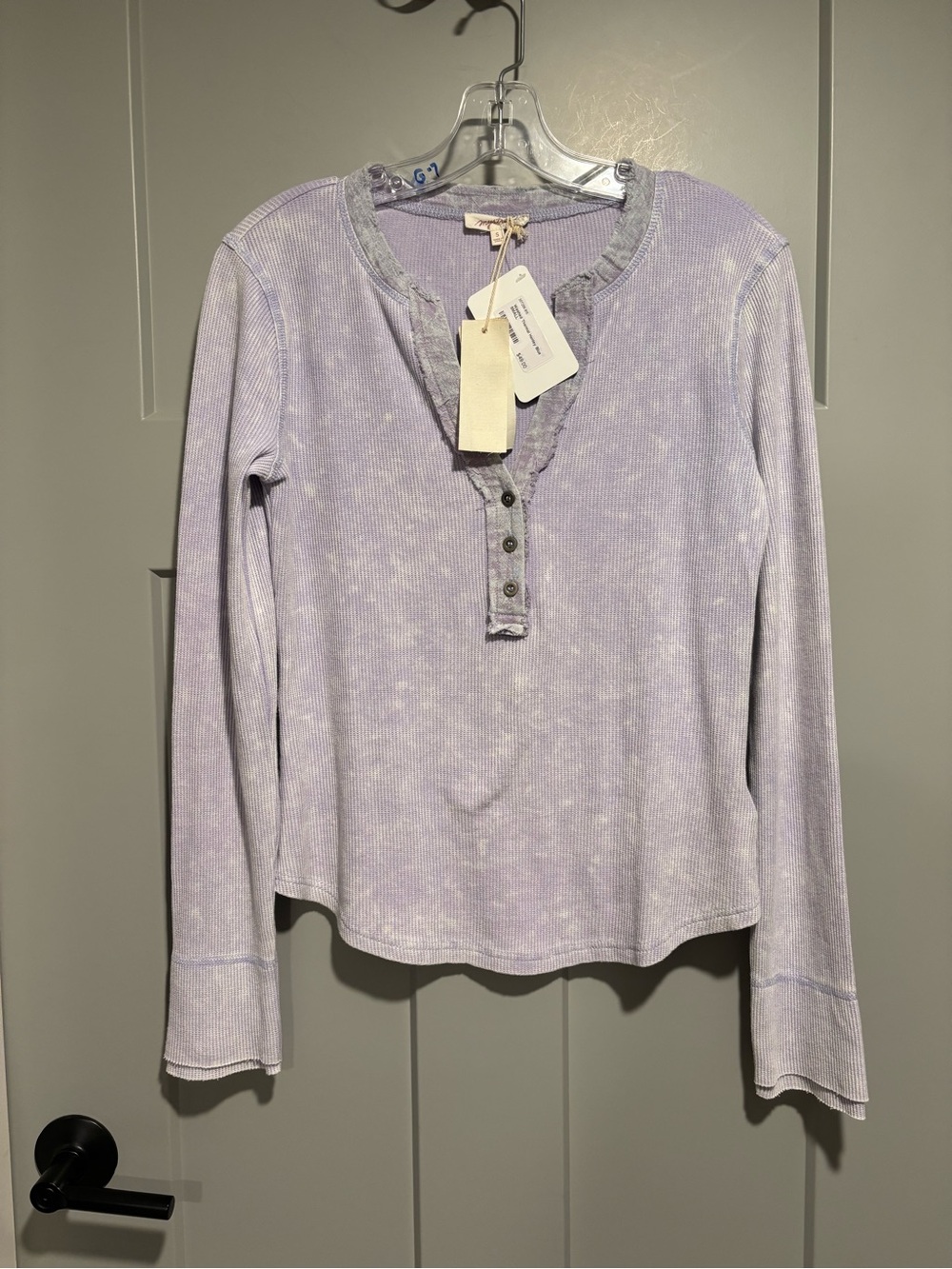 Lavender Long-Sleeve Henley Top